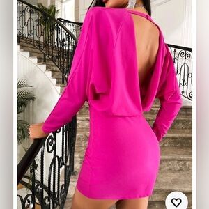 NWT Zara Hot Pink Drape Back Mini Dress | Zara Mini Dress | XS